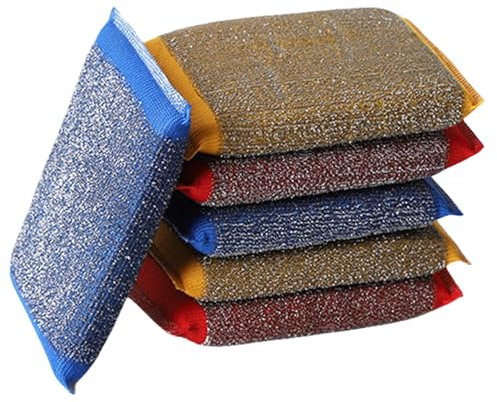 Esponja de acero inoxidable, 6 piezas de esponja de cocina de lavado de alambre metálico, almohadillas de secado antiarañazos, limpiador de vajilla