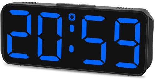 Eachui Wecker Digital Ohne Ticken wecker für Kinder Kleiner Uhr Lautstärke und Helligkeit Einstellbar Snooze Funktion 12/24 Stunden Netzbetrieben(Blau)