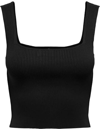 ONLY Onltatianna Sl Cropped Square Neck KNT, svart, S