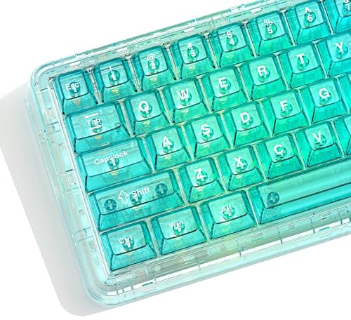 dagaladoo Green Clear keycaps,Transparent keycaps 60 75 100 Percent,Ceramic Jelly Key caps Set,Shine Through Key caps.,MDA Profile Keyboard Key Cap for Mx Switches Mechanical Keyboard(115key)