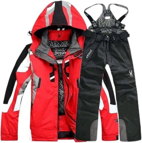 GXQFF Herren-Skianzug, Skijacke Und Hose, Skisport Dick 2-teiliger Schneeanzug, Lässig Im Freien Wind- Für Outdoor-Schnee-Skijacke Und Hosen-Set-E||L