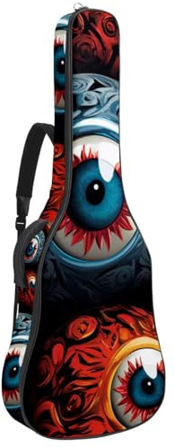 Gitarrentasche für Akustikgitarre mit zwei Taschen, Kunst-Halloween-Augäpfel, 1 wasserabweisend, doppelt verstellbarer Schultergurt, Gitarrenkoffer, Kunst-Halloween-Augäpfel, 42.9x16.9x4.7 in,
