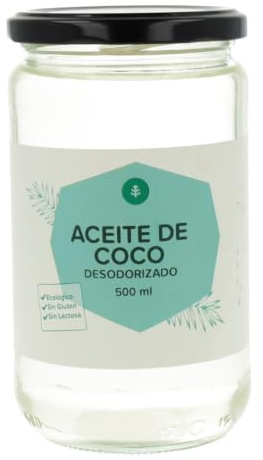 PLANETA HUERTO | Aceite de Coco Desodorizado Ecológico 500 ml - 100% Puro, Sin Sabor ni Olor - Vegano, Sin Gluten y Sin Lactosa - Para Cocinar, Hornear, Freír, Repostería, Piel y Cabello