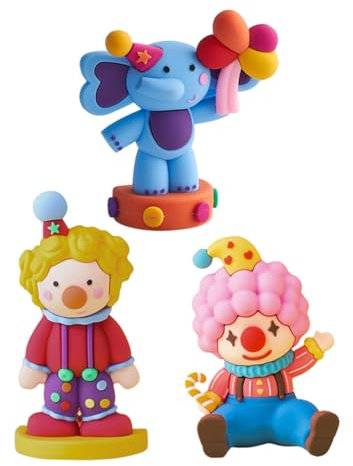 Cabilock 3 Stück Kleiner Clown Deko aus Weichem Plastik mit Lustigen Figuren für Tisch und Kuchen als Wohnliche Karneval Dekoration im Zuhause