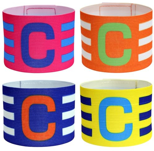 Miraculife Kapitänsbinde Kinder, 4 Stück Kapitänsbinde Fussball, Verstellbare Fussball Capitan Armbinden, Multicolor Elastic Spielführerbinde, Kapitäns Armbinden für Kinder Junior Vereine Sport