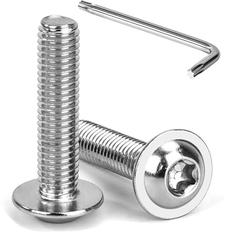 Tunejoy M8 x 35 mm Tornillos de Cabeza Alomada Torx con Brida Tornillo de Cabeza Hexagonal de Acero Inoxidable A2 V2A Tornillos Máquina con T40 Allen Rosca Completa 20 Piezas