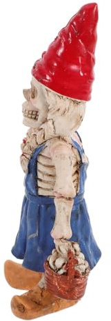 OUNONA Resin Skeleton Yard Statue Halloween Decor Horror Gnome Skeleton Ornament Outdoor Halloween Decorations