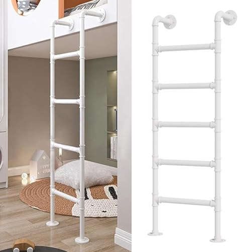 Industrielle Etagenbettleiter robuste Innenkletterleitern – 4ft 5ft 6ft 7ft 8ft 9ft Wand-/Bodenmontage, Kellerfensterschacht-Ausstiegsleiter – weiße, langlebige Sicherheits-Seitentrittleiter(110cm/43i
