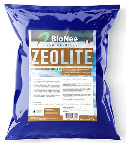 Zeolite per agricoltura - Polvere di roccia, Potenziatore delle difese naturali Effetto Insetticida e Fungicida - Per Orto e Piante - BIO (5 kg)