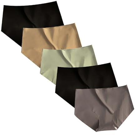 Lot de 5 Culotte Femme Coton Invisible, Ventre Plat Respirant Sexy Slip sous Vetement Confortables Et Doux pour Femmes Sport Extensibles String Décontracté Underwear sans Couture Boxer