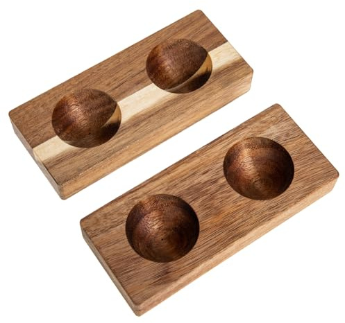 SOLUSTRE Porta Huevos Adecuado para Encimera de Cocina que Rueden de Madera Marrón Bandeja Plana de 2 Piezas Fácil de Limpiar que Rueden para Refrigerador