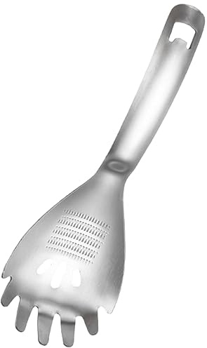 CONGARTENO Cuillère à Pâtes Acier Inoxydable Cuillère à Spaghetti Multifonction Bord Dentelé Ustensile de Cuisine Pratique pour Maison et Restaurant