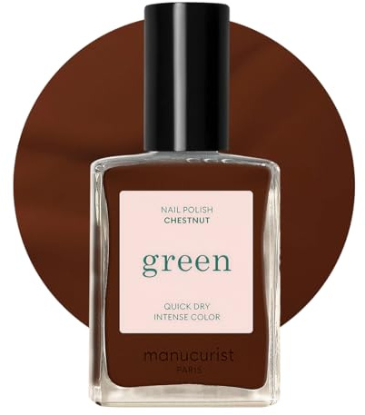 Manucurist Green Smalto Marrone Chestnut | Smalto Unghie Classico 9-Free - Vegano, 80% Origine Biologica - Manicure Professionale - 15ml - Nail Polish