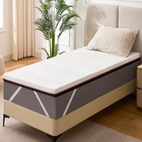Solviente Coprimaterasso in memory foam, 90 x 190 cm, 10 cm, gel infuso, schiuma ad alta densità, coprimaterasso ergonomico traspirante con rivestimento ipoallergenico rimovibile e lavabile
