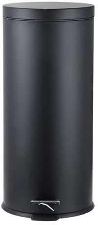 BURAKH Kitchen Bin, 30L Stainless Steel Pedal Bin with Removable Inner Bucket - Soft-Close Kitchen & Office Waste Bin, Hygienic Hands-Free Rubbish Bin (Black, 30L)