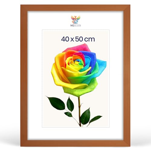 MG Design Bilderrahmen 40 x 50 cm – Posterrahmen mit Lackiertes Holzrahmen (Echtholz) und bruchsicherem Acrylglas, Hoch & Quer mit stabiler Wandaufhängung