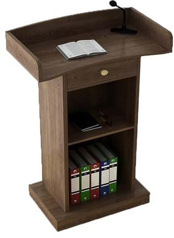 WPJBDS Podium Stand, Portable Wood Podium Pulpit, Church Lecterns Stand with Large Storage Space, Lectern Podium Pulpit Reception Desk for Conference Classroom Office,C