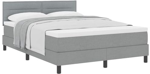 Owoxanthellate Boxspringbett Hellgrau 160x200 cm Modernes Schlafsofa mit Stoffbezug Holzrahmen 2 Höhen Kopfteil & Schaum-Matratze Für Schlafzimmer 2 Personen
