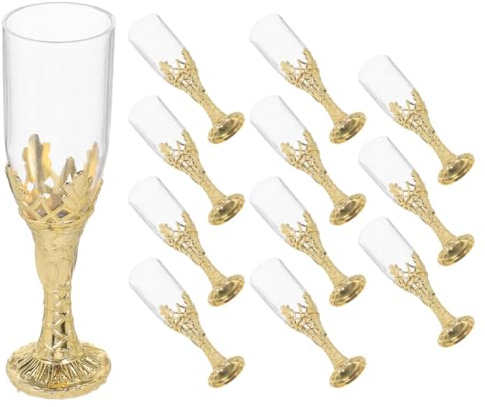 MAGICLULU 12 Copas de Vino de Plástico en Estilo Gótico Dorado, Cáliz Medieval para Ceremonias Religiosas y Fiestas, Tazas Decorativas para en Bodas