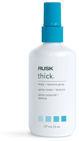 RUSK Designer Collection Thick Body and Texture Amplifier Spray, 6 Fl Oz, For Fine, Limp, Flat or Lazy Hair Types - Contains Wheat Protein, Adds Strength, Texture, Volume & Moisture