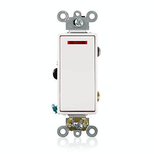 Leviton 20 Amp, 120 Volt, Decora Plus Rocker Pilot Light, Illuminated On, Req. Neutral Single-Pole AC Quiet Switch, Commercial Grade, Self Grounding, 5628-2W, White