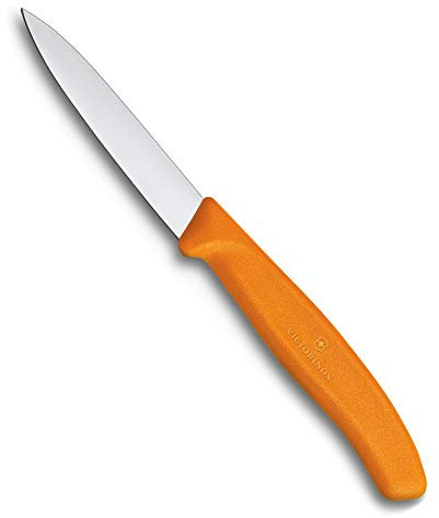 Victorinox, 6.7606.L119, Swiss Classic, Gemüsemesser, Extra scharfe Klinge, mit geradem Schliff, robuster Kunststoff-Griff, Orange, Made in Switzerland, Spülmaschinengeeignet