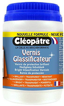CLEOPATRE – Vernis Glassificateur de Protection 250g - Transparent Brillant et Incolore - Sans Solvant - Tous Supports - Fabrication Française