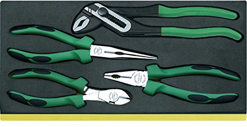 STAHLWILLE Zangenset 4-tlg. | Wasserpumpenzange, Kombizange, Telefonzange, Kraft-Seitenschneider | in TCS-Schaumstoff-Einlage | passend für Werkstattwagen