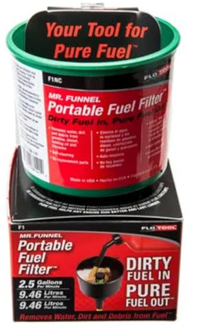 FLOTOOL MR FUNNEL GREEN F1NC FUEL FILTER - PETROL, DIESEL, HEATING OIL, KEROSENE