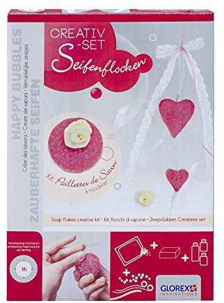 Glorex 6 1600 186 – SoapFix tvålflingor kreativt set hjärtat, kreativt set med tvålpinnar för design av individuella tvålar i hjärtform