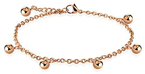 Bungsa Bettelarmband Anhänger rosegold Beads & Charms Edelstahl für Damen (Edelstahl Armband Damenarmband Herrenarmband Bracelet Chirurgenstahl Schmuck Edelstahlarmband)