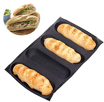 DltsliGLC Coque en silicone antiadhésif perforé Français Pain Baguette Poêles cuisson Tapis de sacs à pain Moule à 4 moules