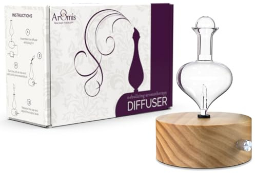 ArOmis Premium Glass Essential Oils Nebulizer - Waterless Diffuser for Aromatherapy - Handmade Oil Diffuser, Wooden Base, No Plastic, No Heat, No Battery, No LEDs - Solum Lux Eros