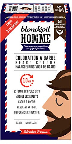 Blondépil Homme Coloration A Barbe Châtain Naturel Barbe/Moustache Kit 3 Utilisations Lot de 2