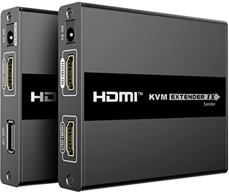 PremiumCord Extensor HDMI a 60 m a Través de Cable de Conexión Cat6, Cat6a, Cat7 + USB, Puerto HDMI Local, Carcasa de Metal, Compatible con Full HD 1080p 60Hz, Sin Comprimir, Sin Latencia