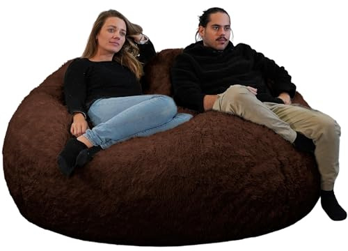 Bananair - Jätte XXL sittsäck med päls, mjuk och bekväm, maskintvättbar, generöst vadderad, hög kvalitet, sittsäck XXL, sittsäck med stor sittsäck (choklad, 160 cm)