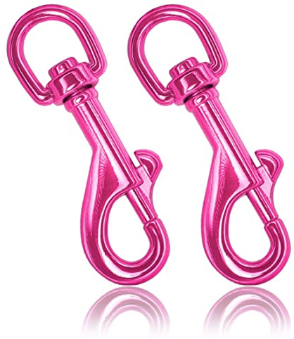 Ganzoo mosquetones con Cierre de Perno, 85 mm, 2 Piezas, Giro 360 con pivote Soldado, Clip de Acero aleado Color Rosa, para Collar, Correa, Accesorios de Paseo, Llaves y Correas de Bolsa, 37 g