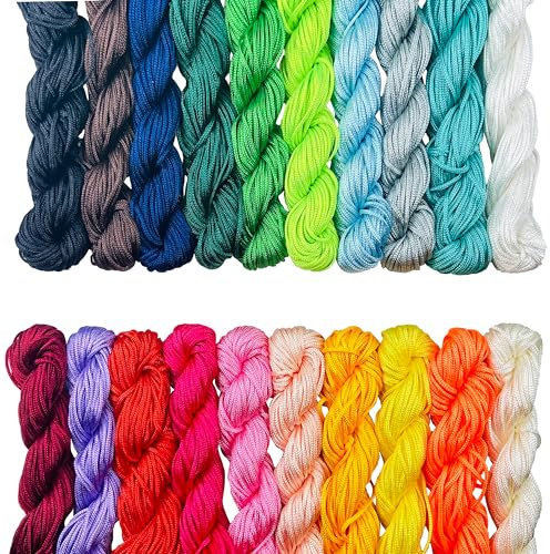 Eterspr 20 Piezas CordóN De Nylon, 1 mm Cordón de Anudado Chino Hilo de Nylon Cordón, para Tejer Collares, Pulseras, Cuentas, Manualidades, 20 Paquetes de Bolsas de 27 m (20 Colores Mezclados)