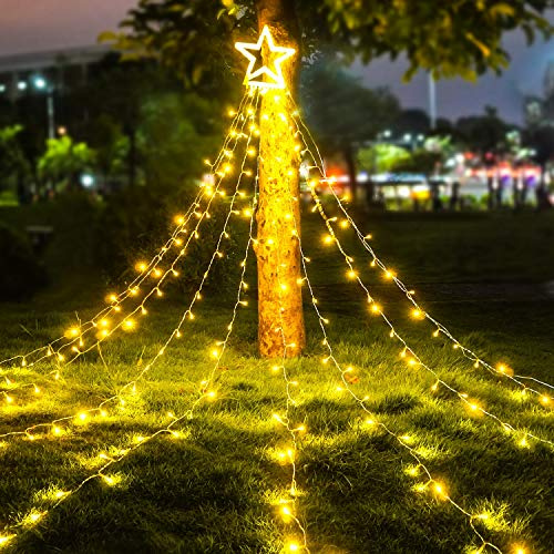 HOSPAOP LED Lichterkette Außen WarmWeiß 320 LED Weihnachtsbeleuchtung Aussen Strom lichterketten mit 8 Leuchtmodi, Wasserdicht für Party, Garten, Baum, Weihnachten Deko
