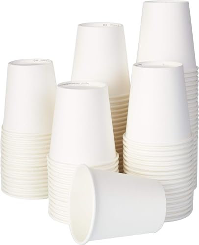 100/200/500/1000/2000/3000 Pièces Gobelets en Papier biodégradables écologiques 200 ML jetables pour Eau Chaude Froide (100)
