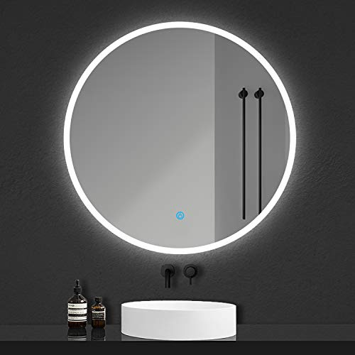Xinyang Miroir Rond lumineux pour salle de bain à LED avec éclairage tactile anti-buée blanc froid Ø 70 cm