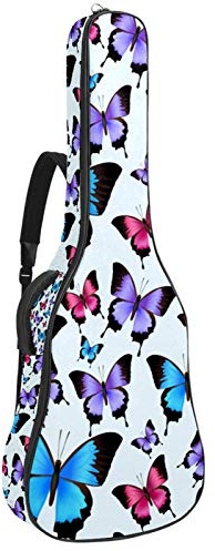 Gitarrentasche mit Reißverschluss, wasserdicht, weich, für Bassgitarre, Akustik- und klassische Folk-Gitarre, bunte Schmetterlinge