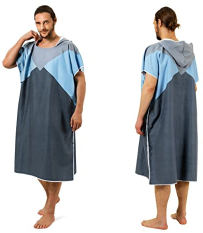 Zingtto Surf Poncho Wickelrobe mit Kapuze. Strandponcho für Damen und Herren. Übergroßes Strandtuch mit Kapuze für Erwachsene, Bademantel, Mikrofaser-Neoprenanzug, schnell trocknendes Surfzubehör