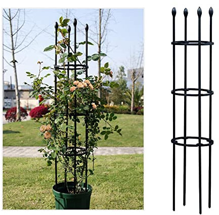 SMYORR Metallico Traliccio da Giardino Fiore di Vite Per Piante Rampicanti All'aperto Supporto Grigliato a Colonna,Resistente alle Intemperie/Black / 30x150cm