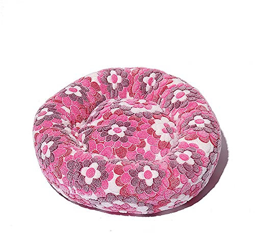 Lukery Hundebett Katzenbett Flauschig Rund aus Plüsch, Kuscheliges Donut Hundekissen und Katzenkissen Weiches Plüsch Hundeliege für Kleine, Mittelgroße und Große Haustiere (80CM,Rote Blumen)