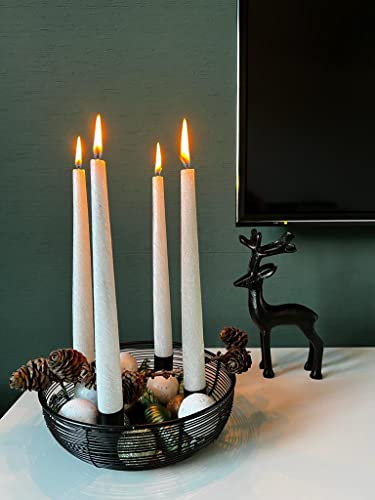 Brandsseller Advent Wreath Metal Black Diameter 20.5 x 6 cm - Modern Candle Holder for 4 Taper Candles, Round Christmas Wreath, Table Decoration & Timeless Design for Christmas