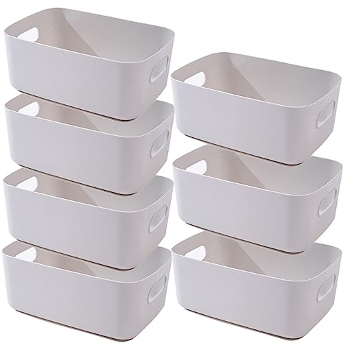 NCRGB 7 Aufbewahrungsbox Kunststoff Aufbewahrungskorb mit Griffen 25×18×10cm,Badezimmer Küchenschrank Organizer,Aufbewahrungskorb Aufbewahrungsbox Küche,Boxen Aufbewahrung für Küche,Bad(Grau)