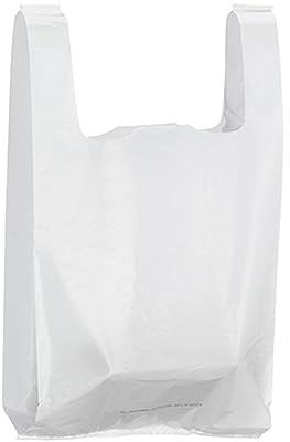 300 Sacs Bretelles Réutilisables 26x12x45 cm en plastique blanc 50 microns