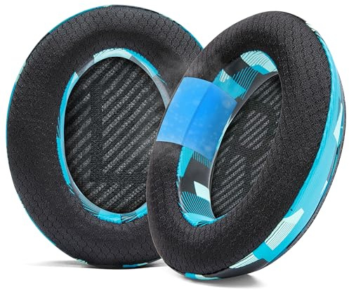 WC FreeZe QC35 - Cooling Gel Ear Pads for Bose QC35 & QC35ii (QuietComfort 35) Headphones & More | Breathable Sports Fabric, Cooling Gel, Extra Thick & Cooler for Longer | Cyan Prism