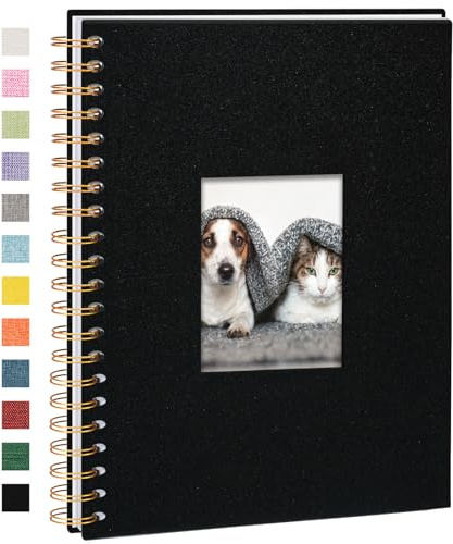 Vienrose Fotoalbum zum Selbstgestalten 28x20,5 cm, säurefreie | 40 Blätter 80 Weißen Seiten, DIY Scrapbook Spiralalbum, Leinen zum Einkleben für Hochzeit Baby Familien Jahrestag Geburtstag